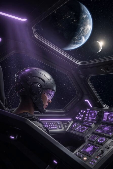 Futuristic Spacecraft Console Interaction