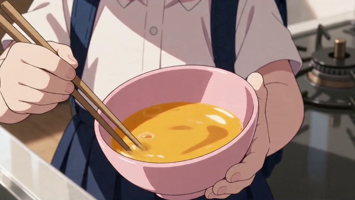 Anime character omelet cooking story template