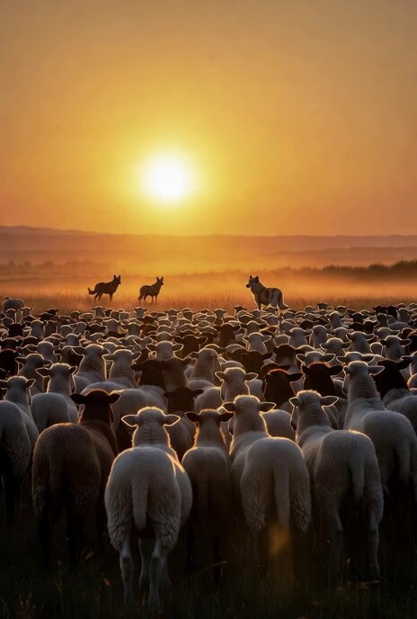 Sheep Gathering at Sunrise Video