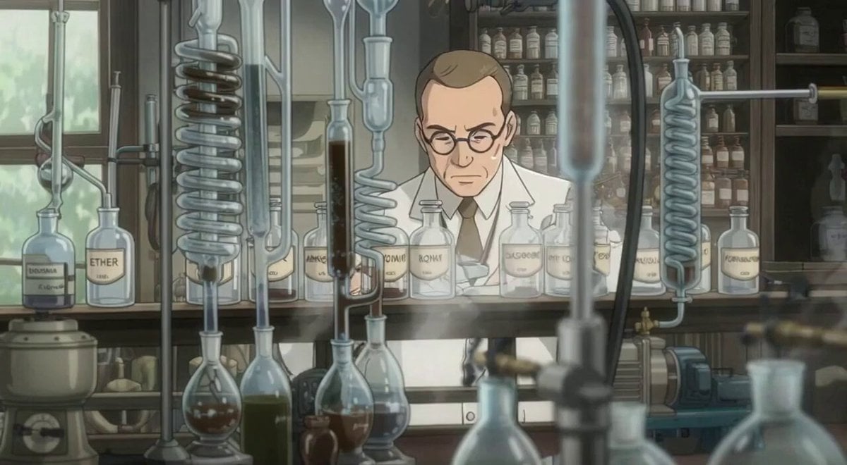 Man working in a lab with ambient sound