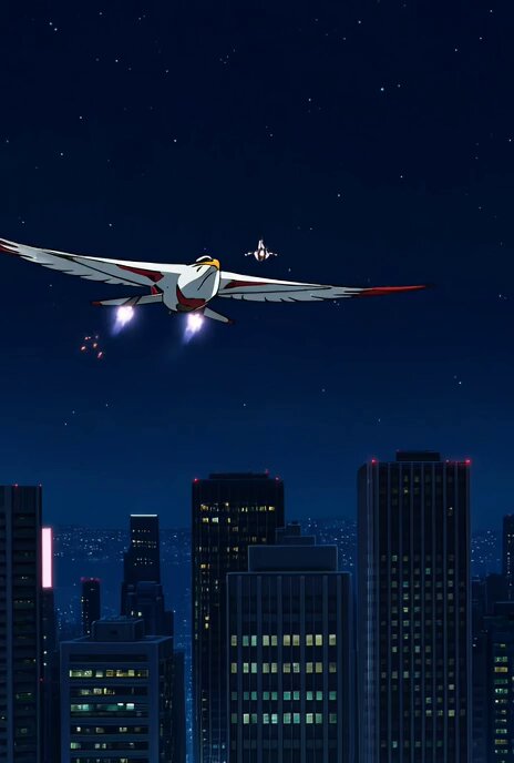 Gatchaman's Ken the Eagle Jumps from God Phoenix