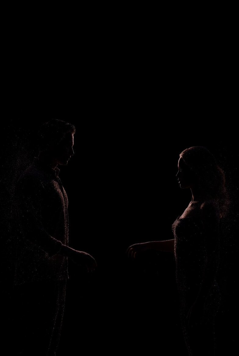 Sparkling Dust Silhouette Couple Transition
