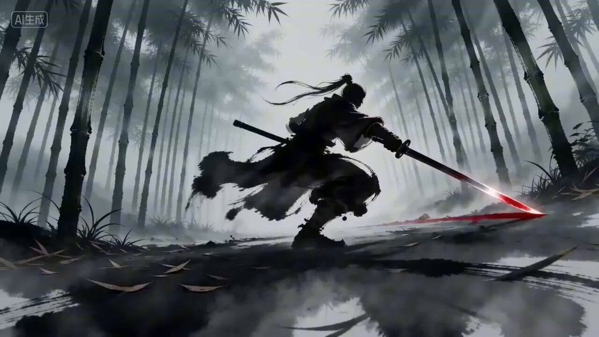 Seedance 2.0 Prompt for 'Twin Duel' Ink Style Video