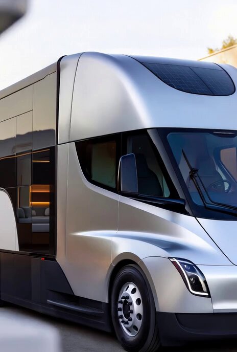 Futuristic Tesla Semi motorhome video prompt