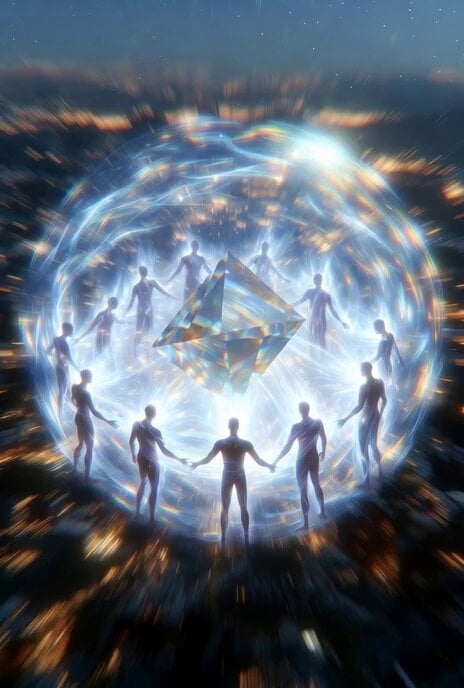 Grok Imagine prompt: Prism creating a sphere and transforming energy