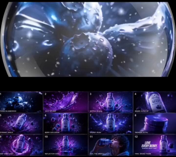 Futuristic Blueberry Drink Product Motion