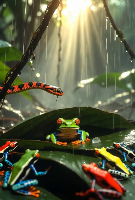 Jungle canopy sunlight break video prompt