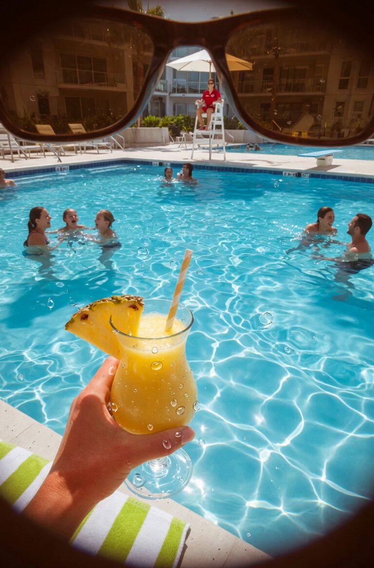 Poolside Pina Colada Perspective