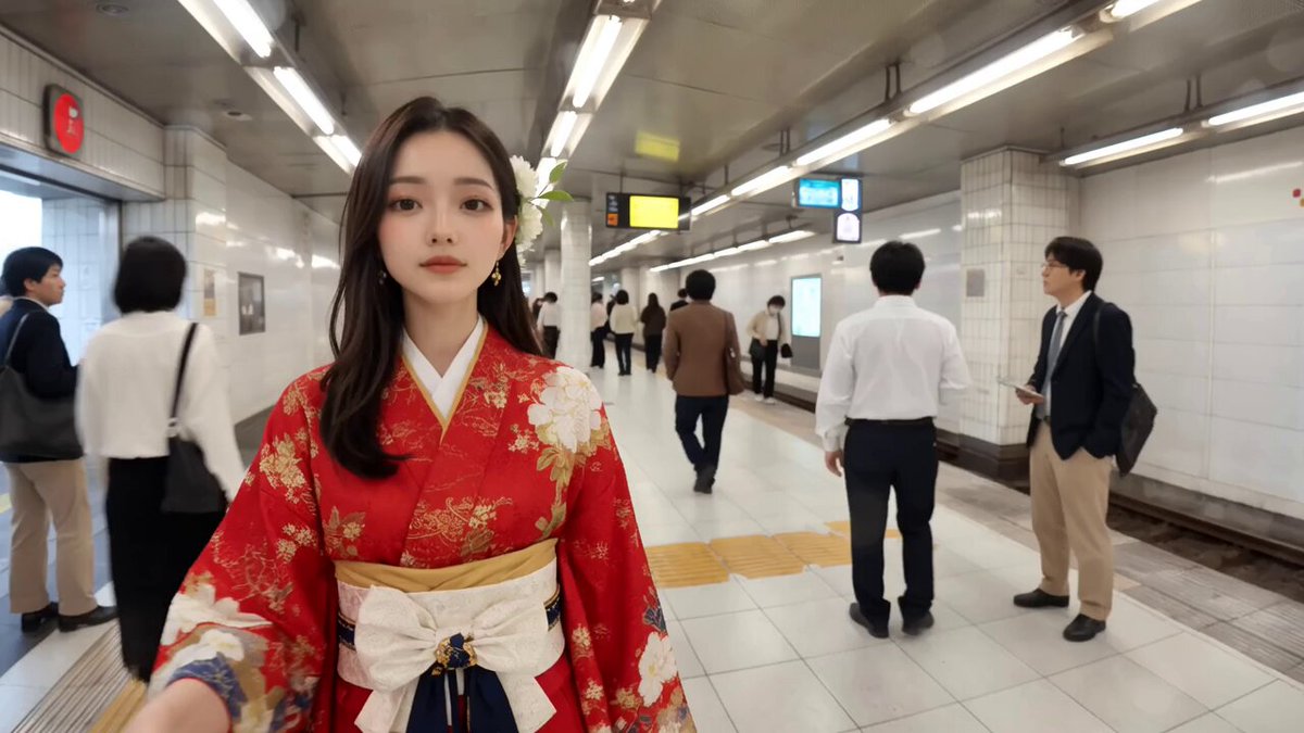 Video of a Commuter on a Tokyo Subway Platform