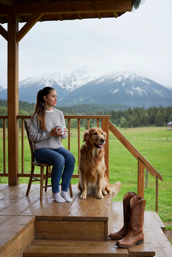 Snowy Mountain Morning Coffee Scene Video Prompt