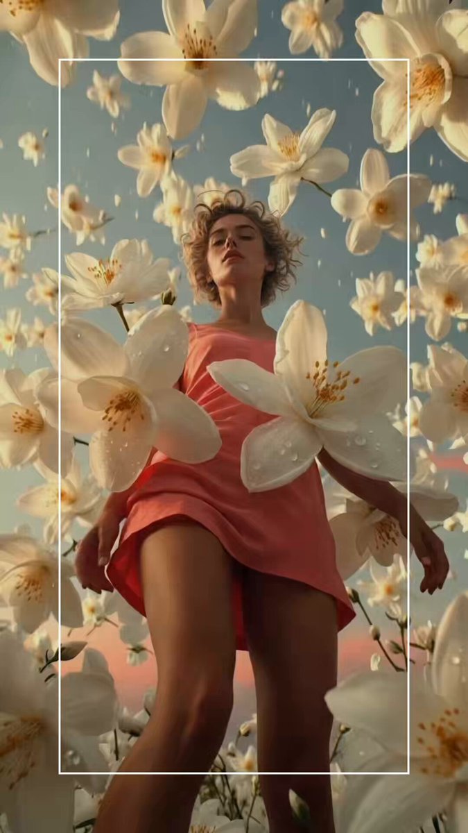 Hyper-realistic Woman in Coral Dress