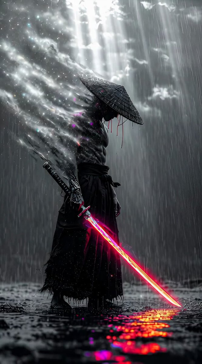 Cybernetic Ronin in Neon Rain (Long Prompt)