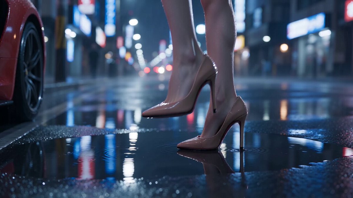 Tokyo Midnight Rainy Streetscape