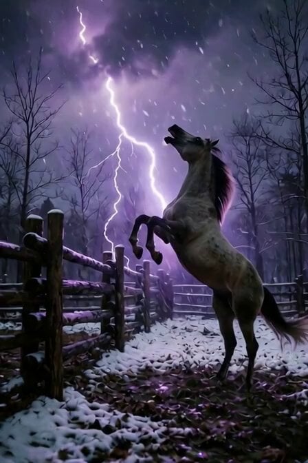 Cinematic Horse in Snowy Forest