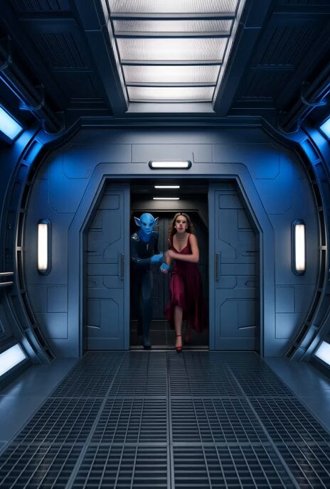 Spaceship Escape Action Scene