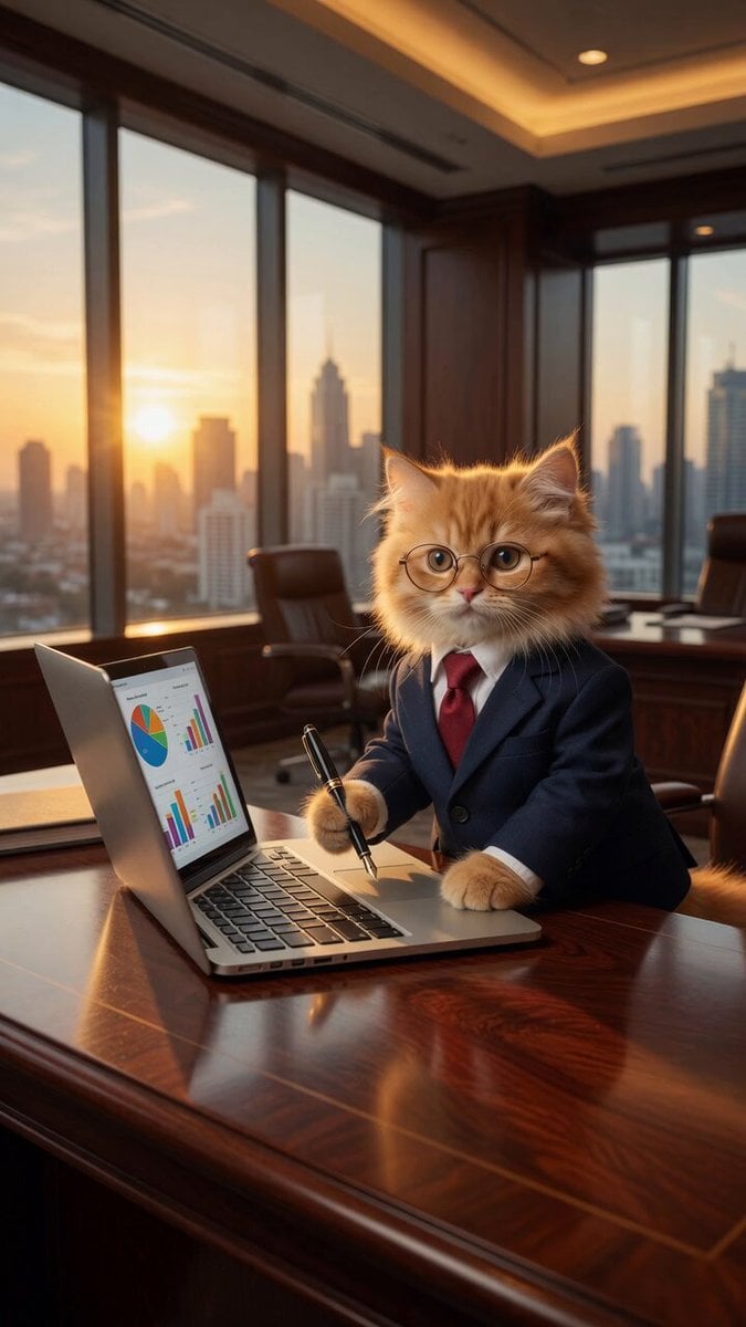 Kitten CEO Office Animation
