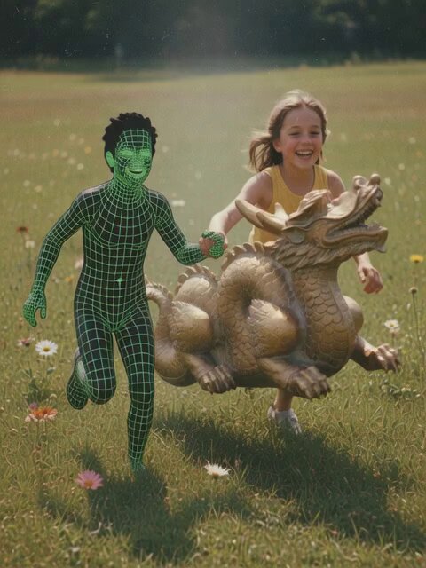 Dream-like video of subjects running through grass