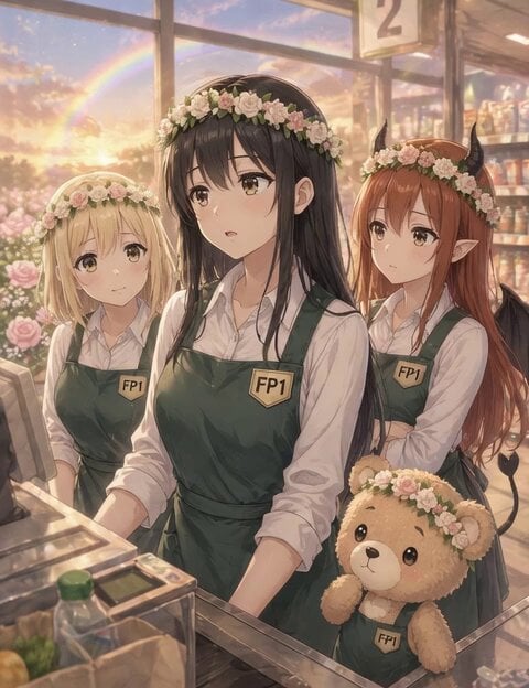Sunset Anime Supermarket Scene with Voice Control