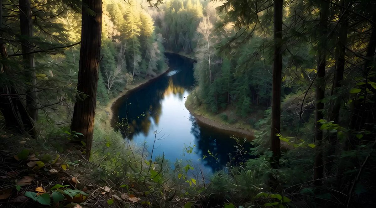 Winding Forest River Landscape