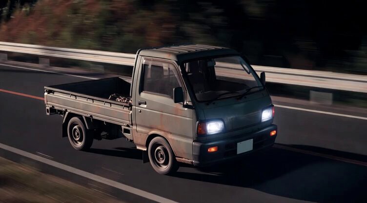 Kei Truck Street Racer Drifting on Japanese Highway