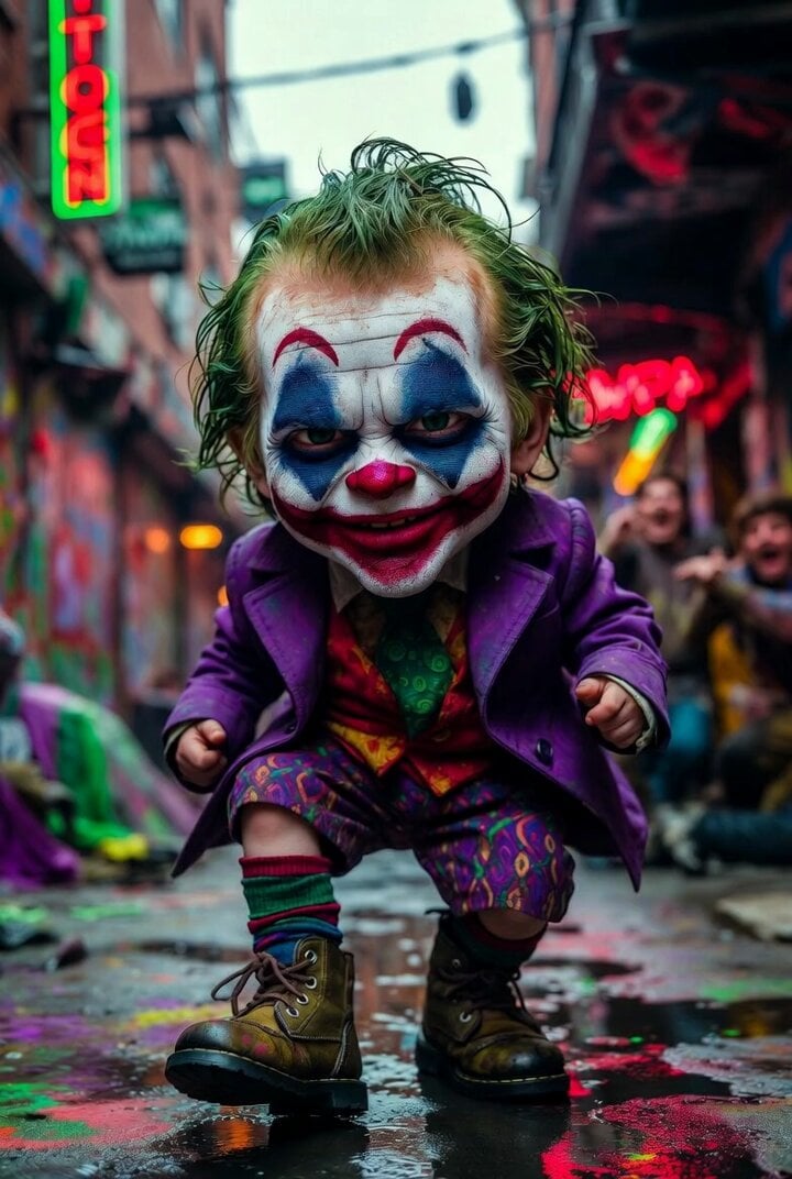 Grok Imagine prompt for Giant Baby Clown Villain Dancing