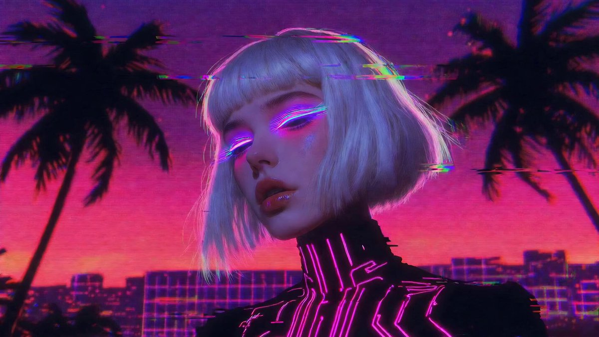 Retro Synthwave Cyber Girl Video
