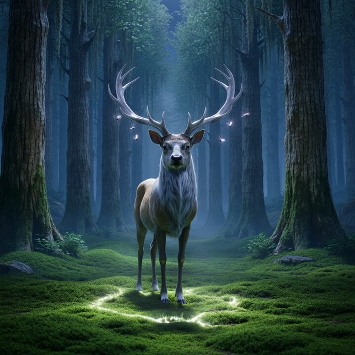 second video prompt of a majestic lunar deer