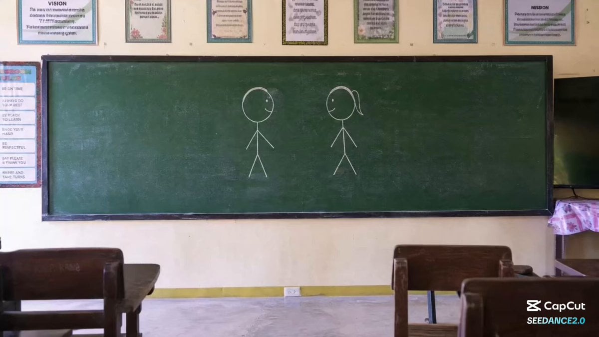 Chalkboard Stick Figure Karate Battle