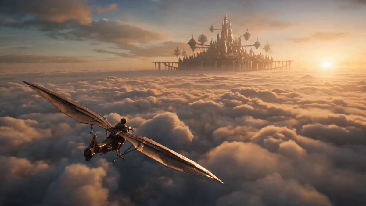 Cinematic Sky Fantasy Glider Scene