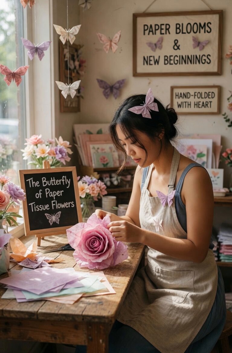 Origami Flower Shop in a Meadow