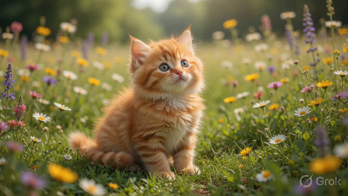Playful Orange Tabby Kitten in Meadow