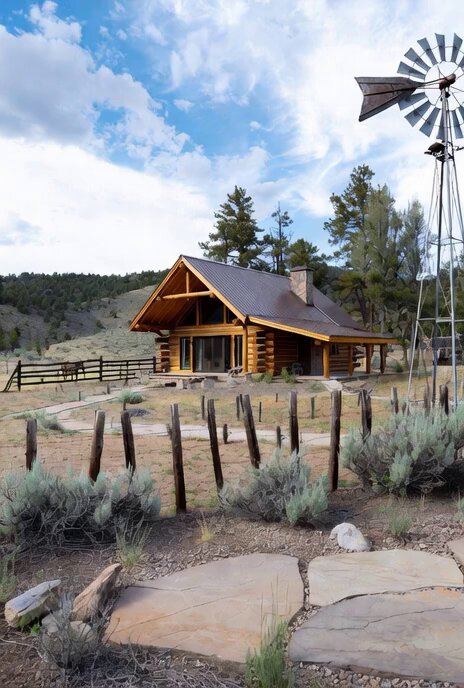 Modern log cabin in Forty Rod Flat, Wyoming